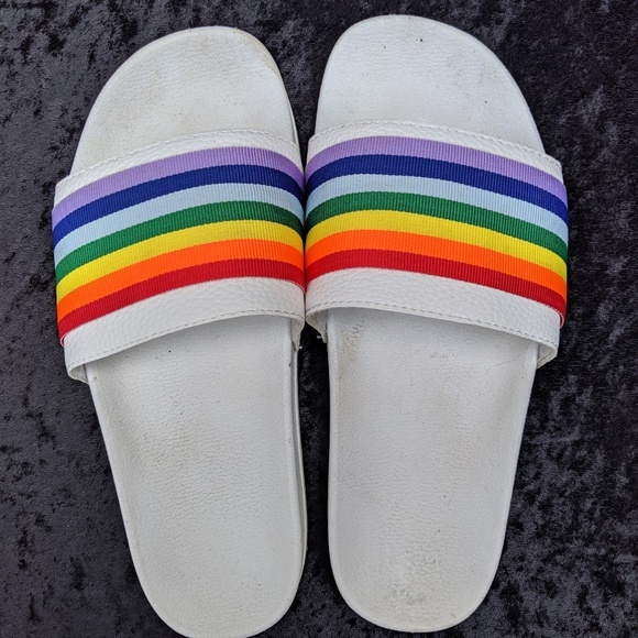 Shoes - White Rainbow Stripe Gay Pride Sandal